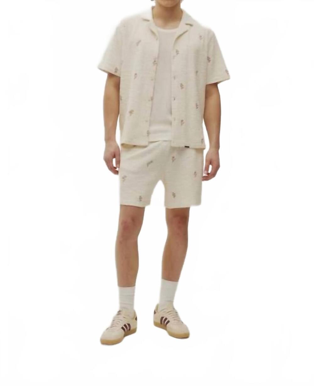 NEW KUWALLA embroidered floral button down shirt in beige